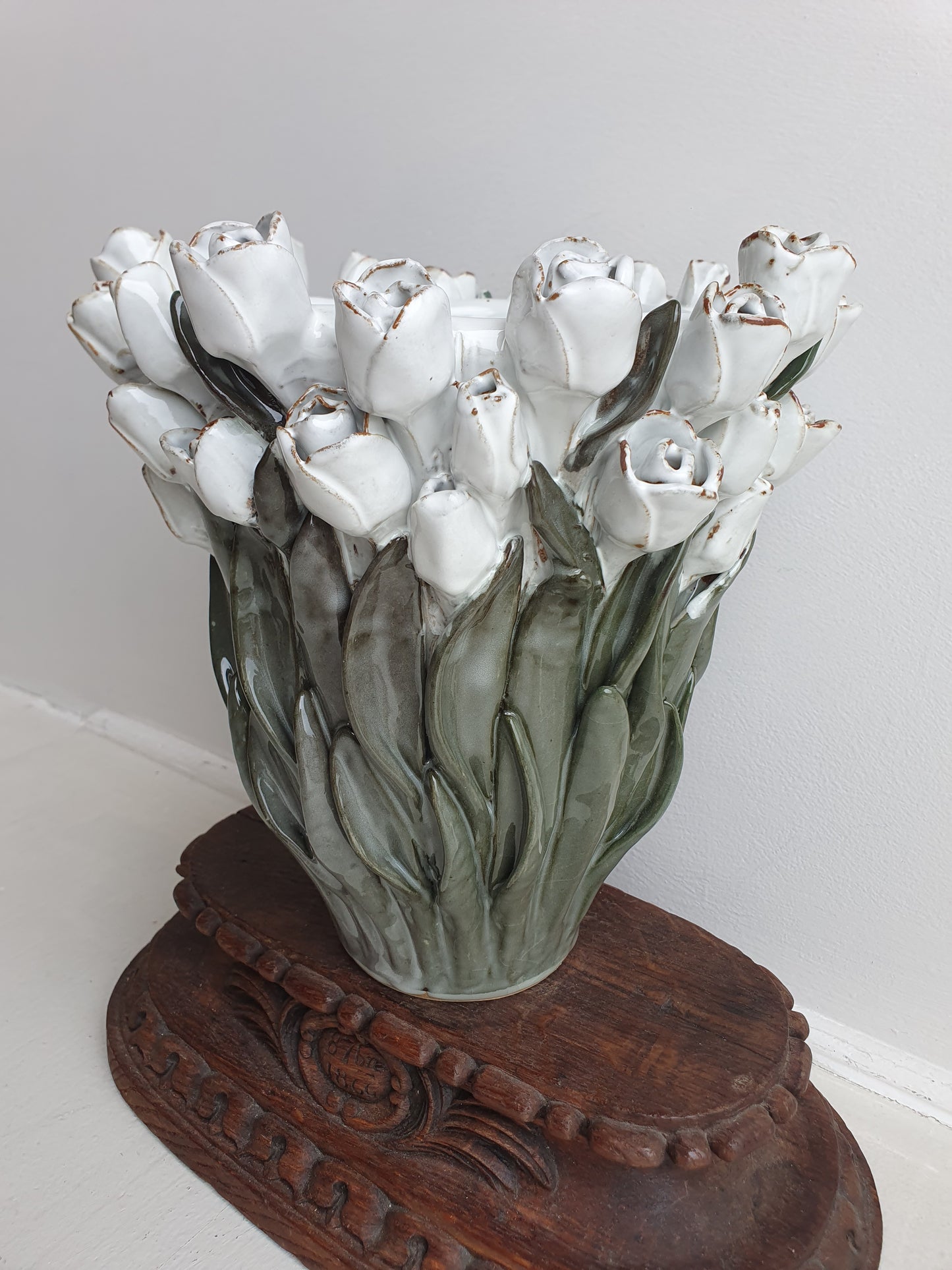 European Ceramic 'Tulip' Vase - White