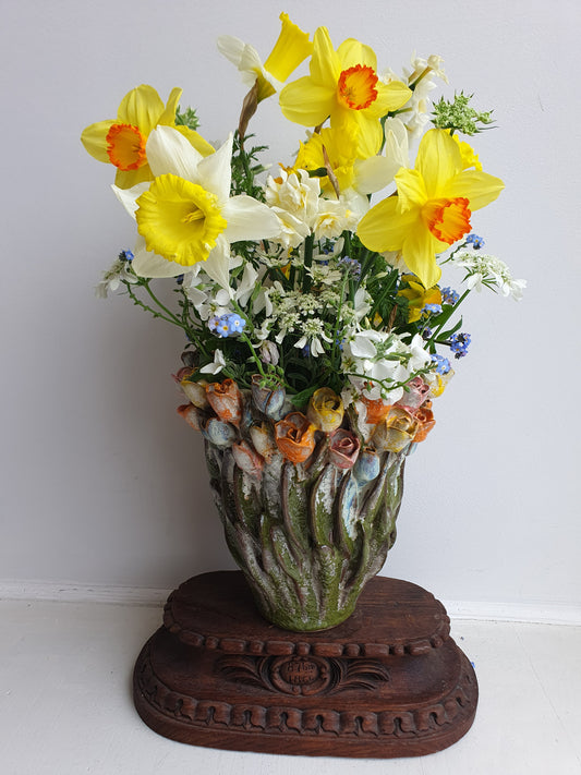 European Ceramic 'Tulip' Vase - Multi LAST ONE Size Small