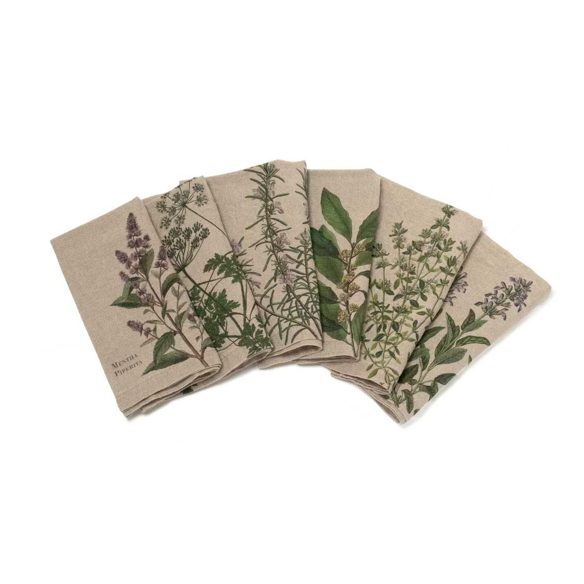 European Linen 'Fine Herbs' Set of 6 Linen Napkins