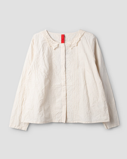 Ewa i Walla 'Lois' Blouse With Lace Collar In Cream