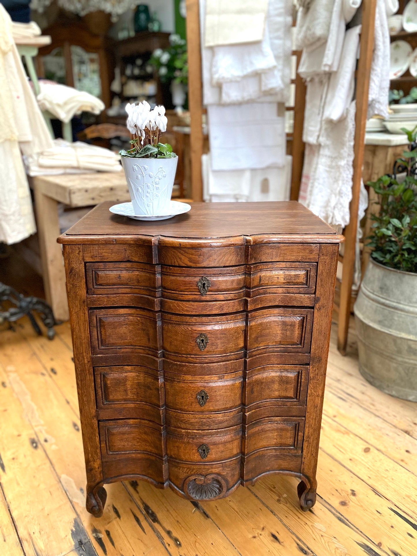 Antique French 4 Drawer Serpentine Commode