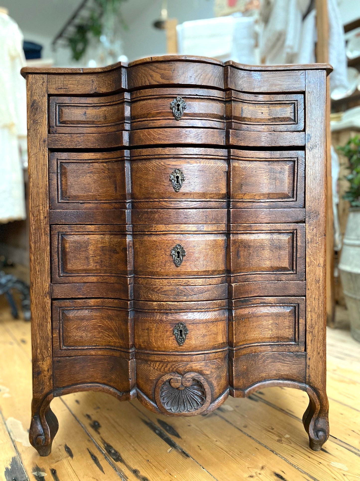 Antique French 4 Drawer Serpentine Commode