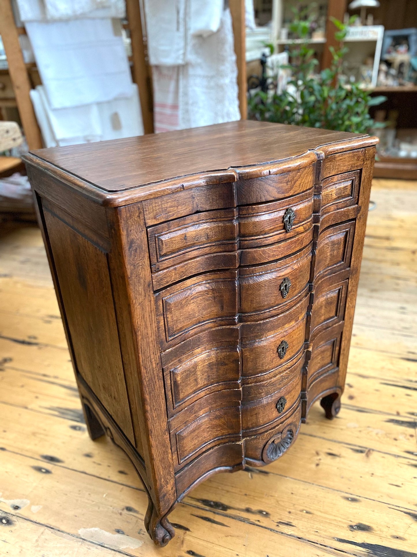 Antique French 4 Drawer Serpentine Commode