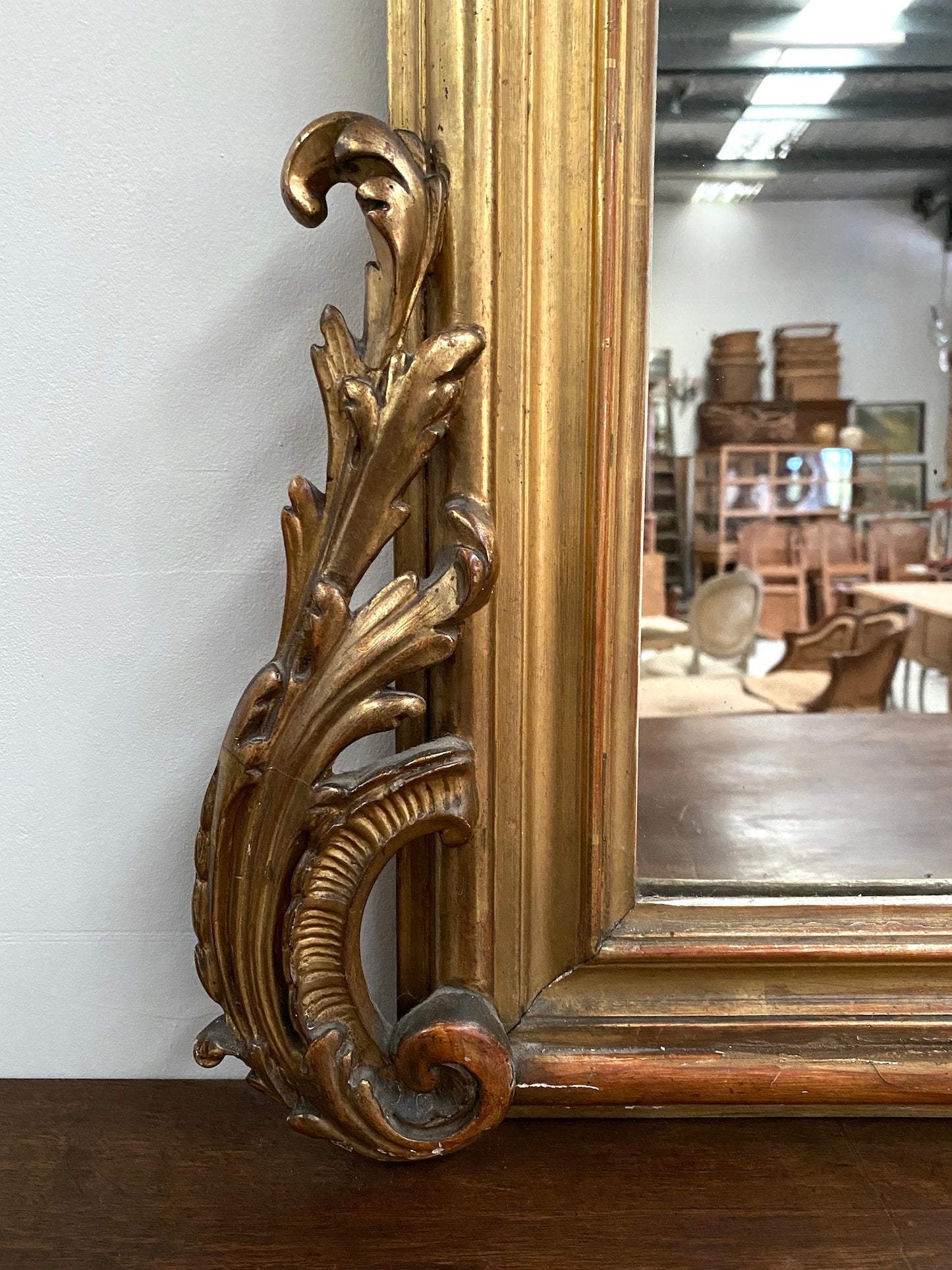 Antique French Large Louis XV Gold Gilt Mirror