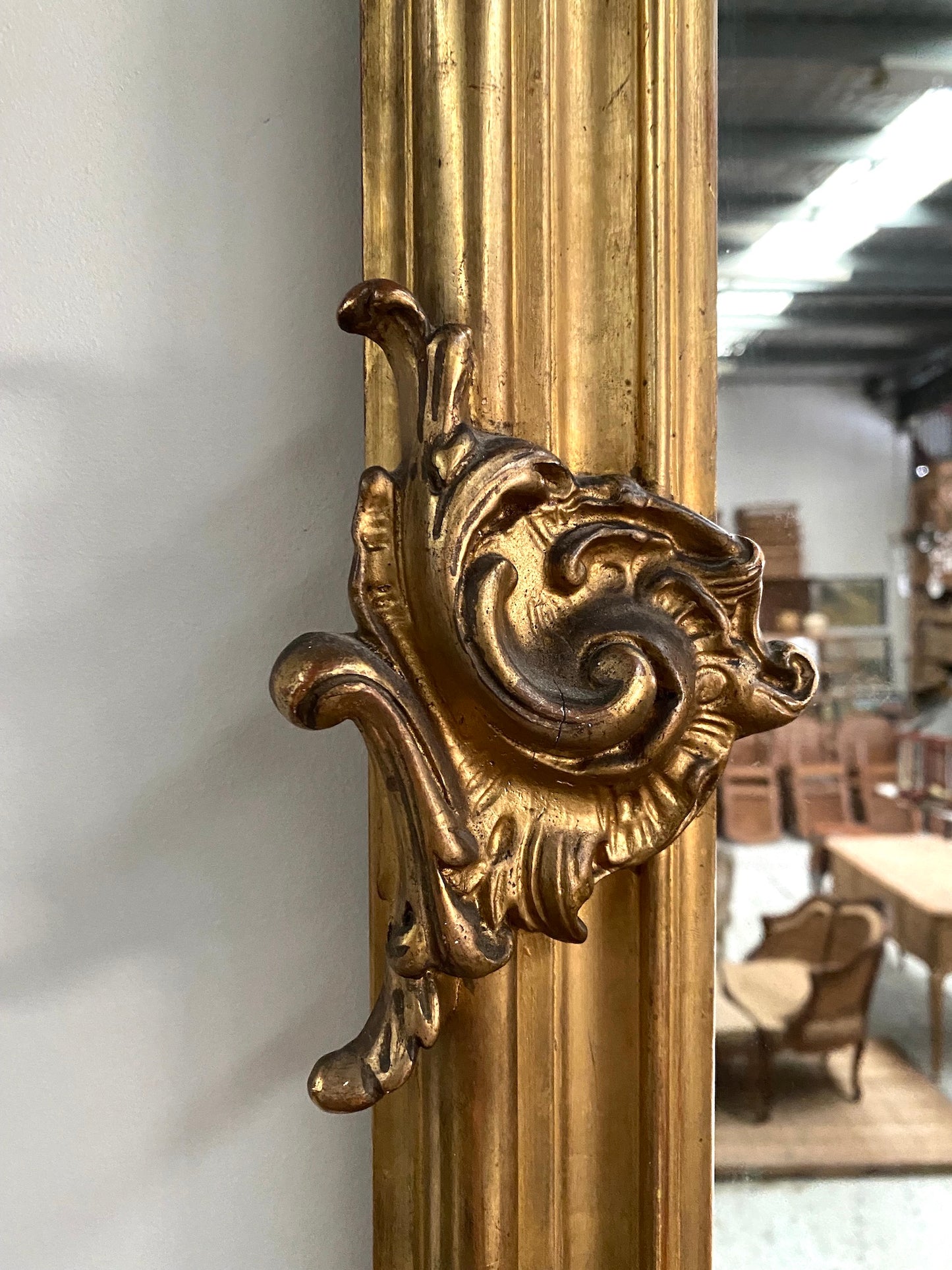 Antique French Large Louis XV Gold Gilt Mirror