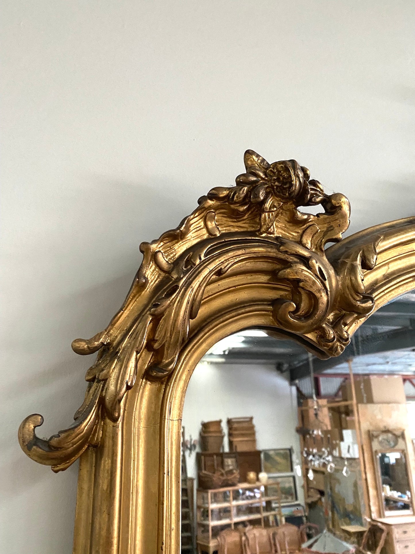 Antique French Large Louis XV Gold Gilt Mirror