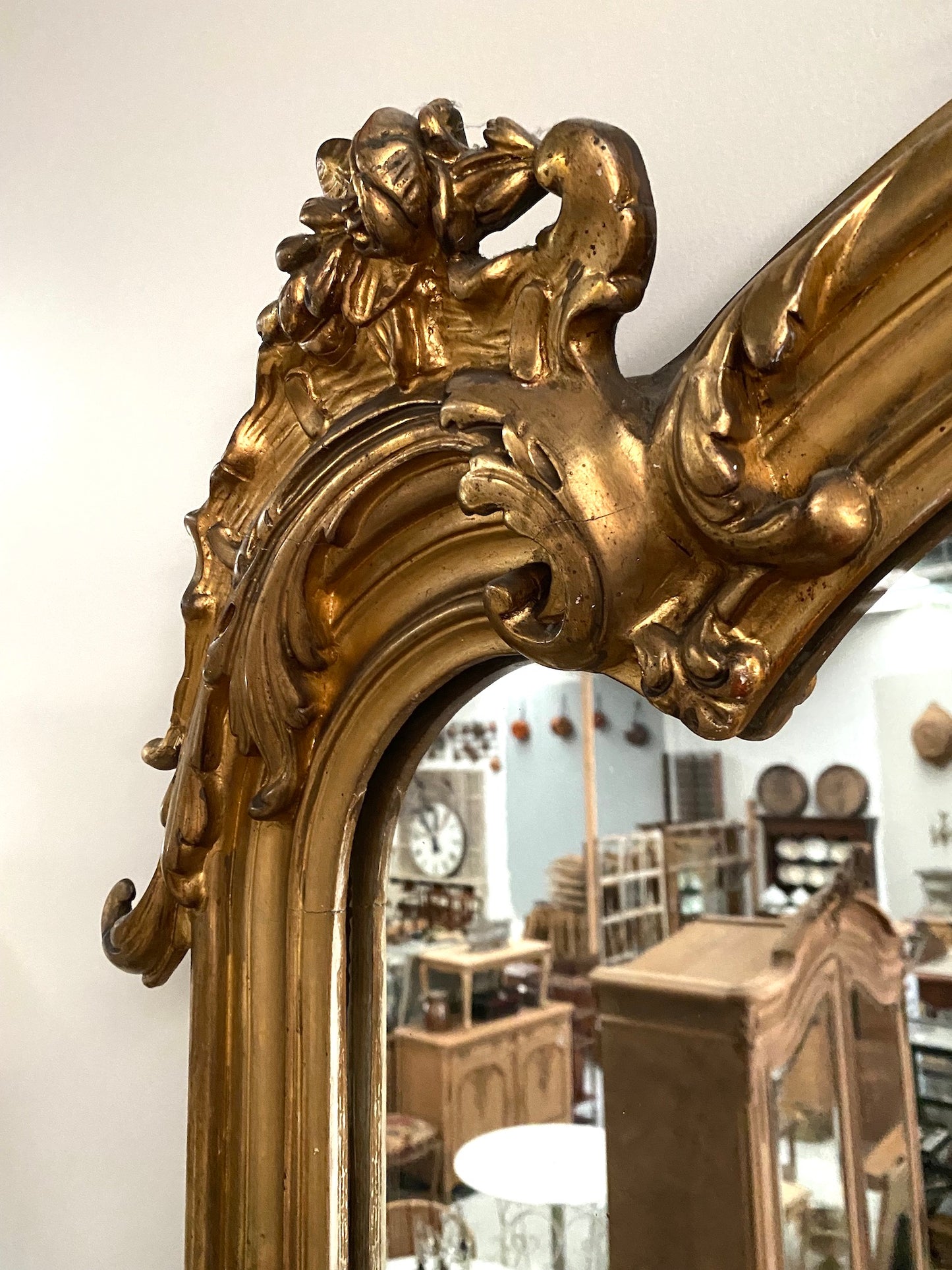 Antique French Large Louis XV Gold Gilt Mirror