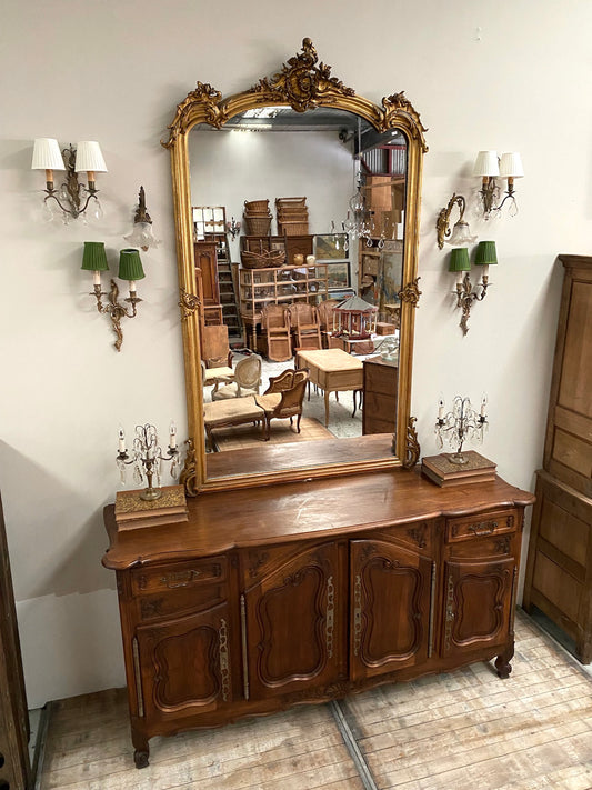 Antique French Louis XV Walnut 4 Door 2 Drawer Sideboard