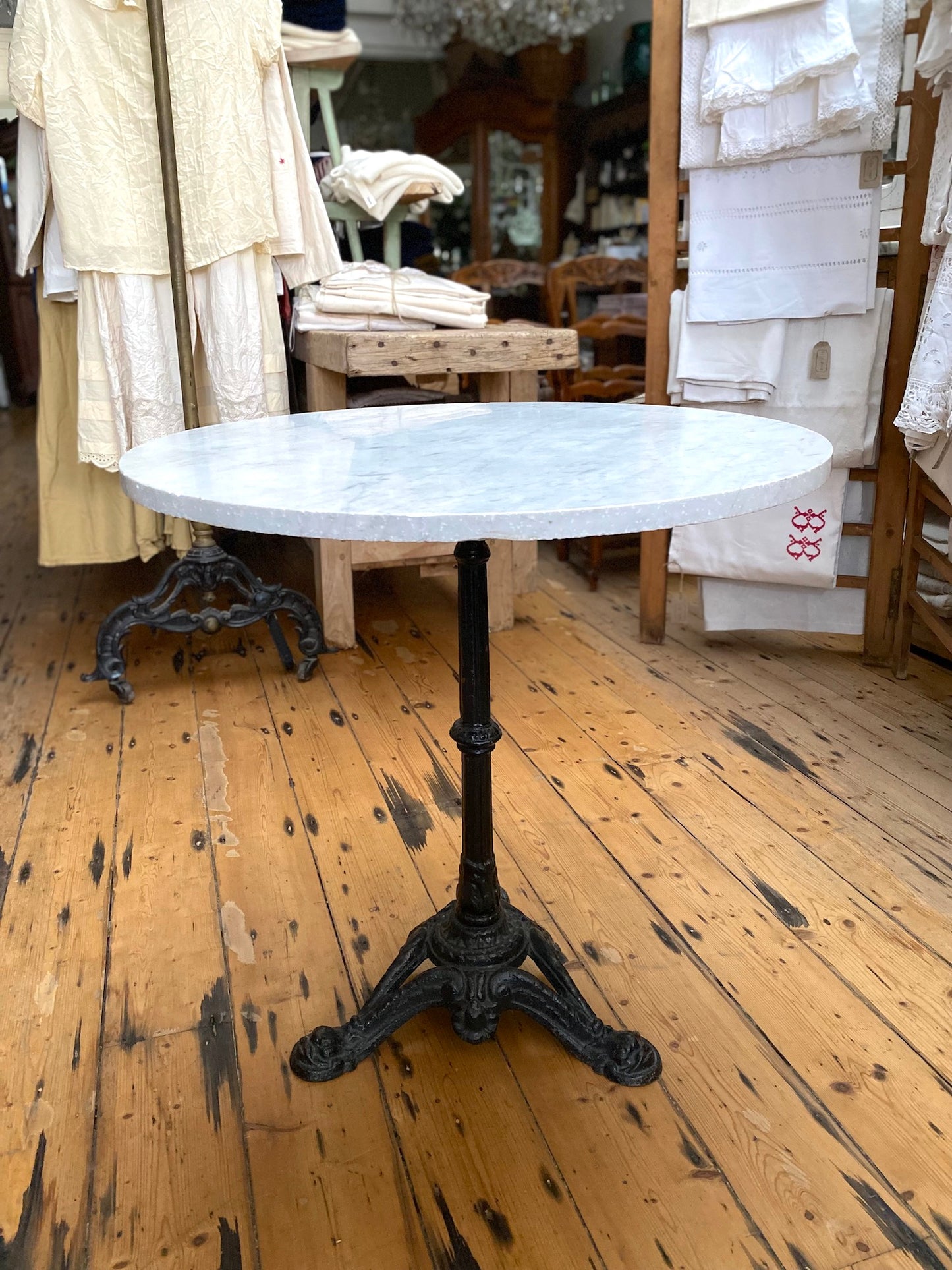 Antique French Marble Top Bistro Table