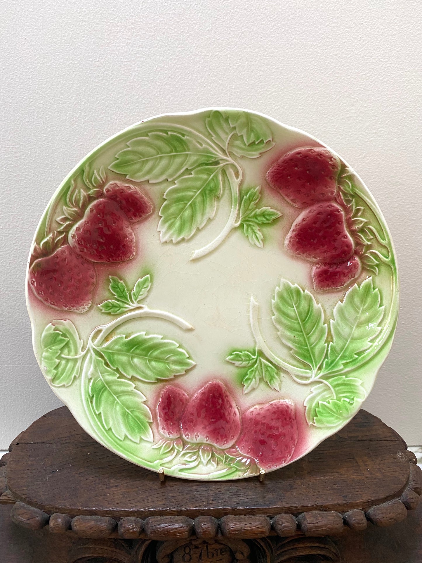 Antique French Strawberry Pair of Plates