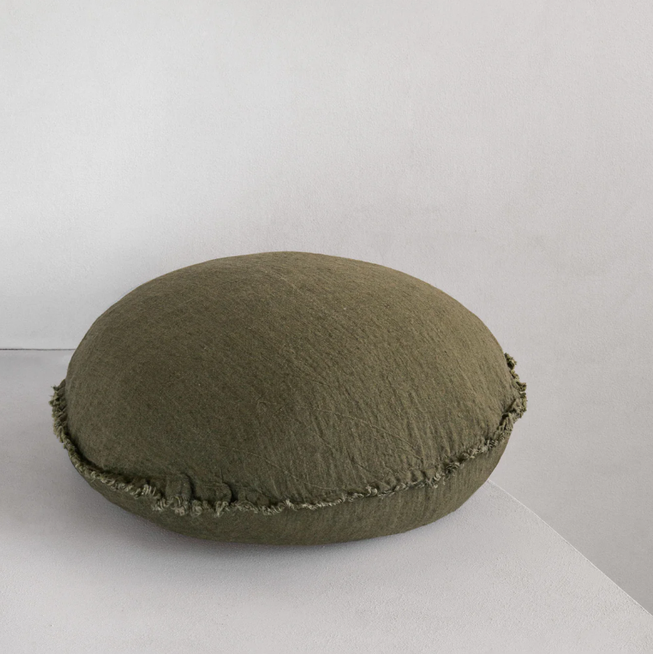 Hale Mercantile 'Flocca' Macaron Round Linen Cushion