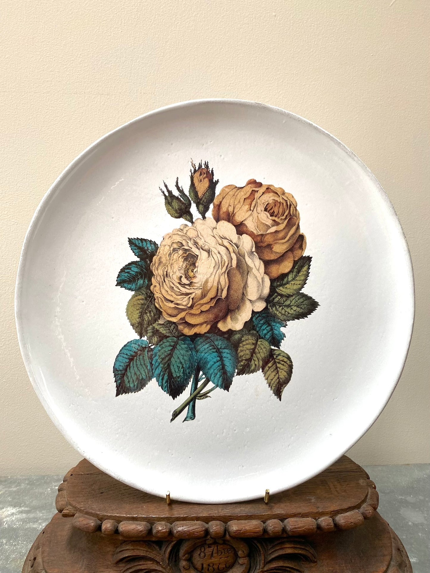 Astier de Villatte Large Sepia Rose Dinner Plate