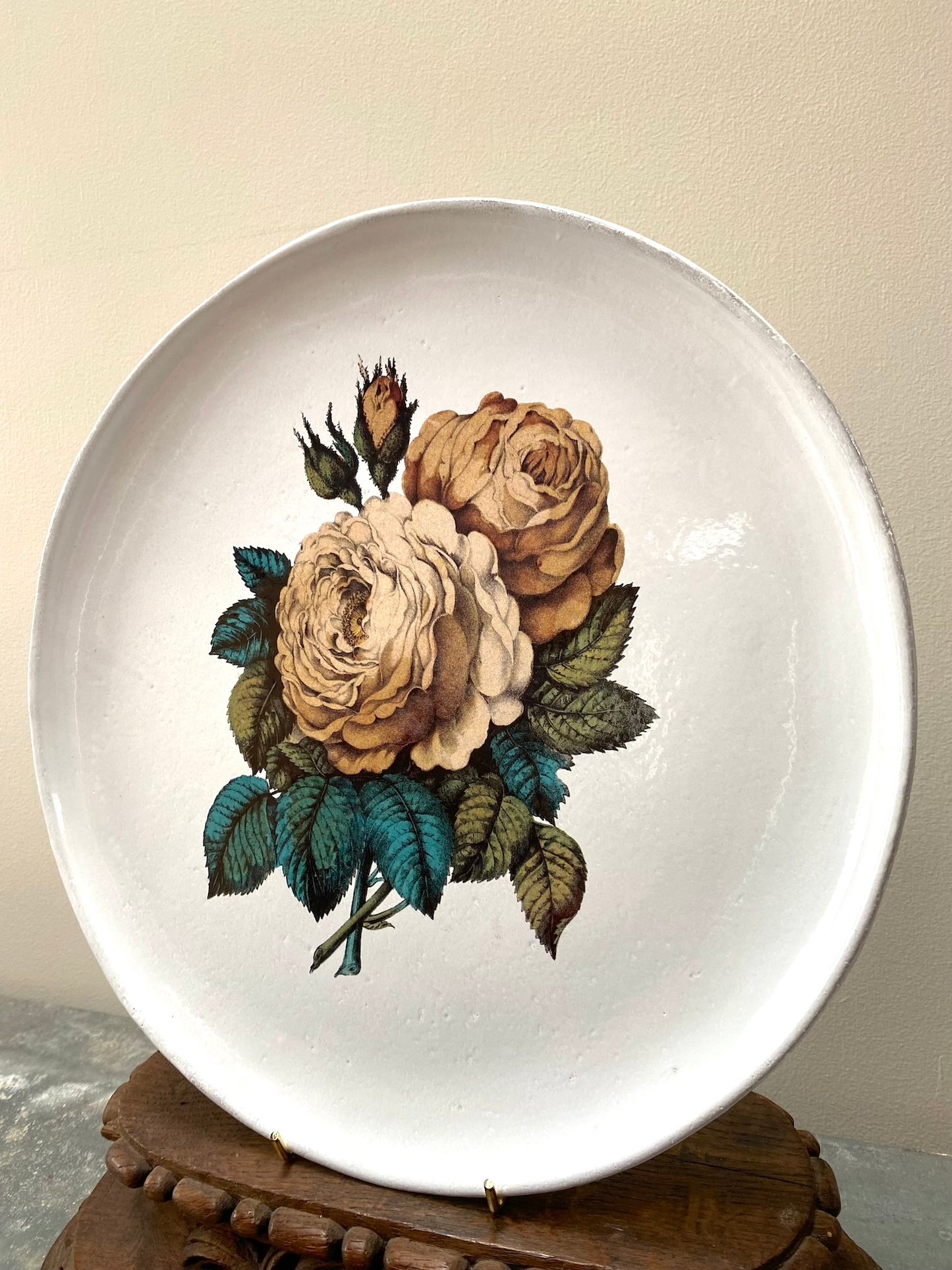 Astier de Villatte Large Sepia Rose Dinner Plate