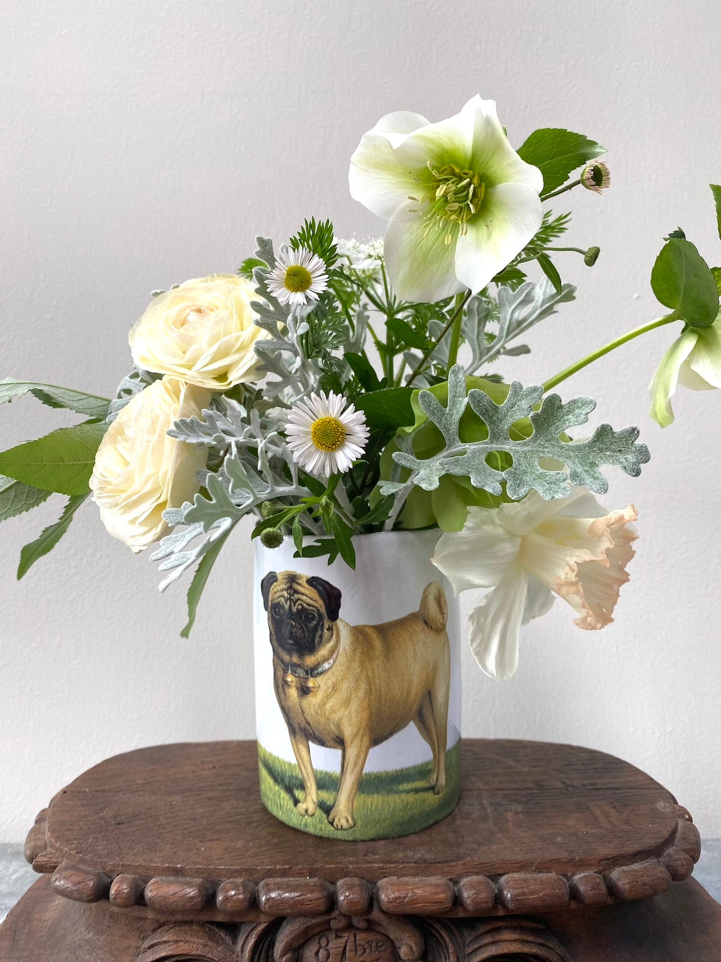 Astier de Villatte 'Avril Grandfather' Pug Dog Vase