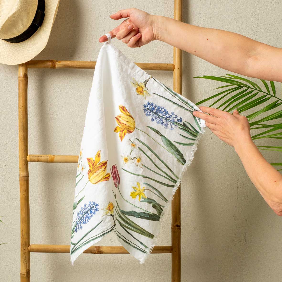 European Linen 'Early Flowers' Hand Towel