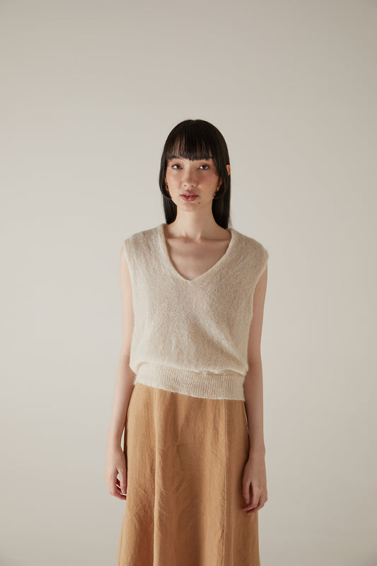 Francie Erin Knit Vest - Ivory