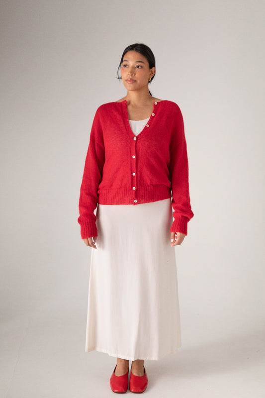 Francie Fleur Cardigan - Cherry