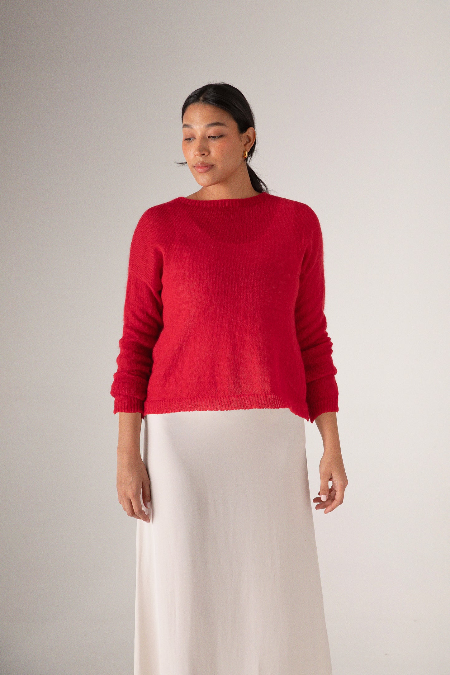 Francie Feather Knit - Cherry