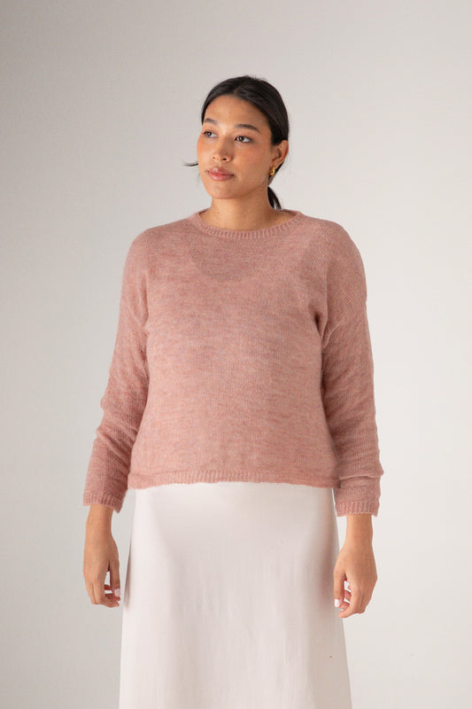 Francie Feather Knit - Dusk Pink