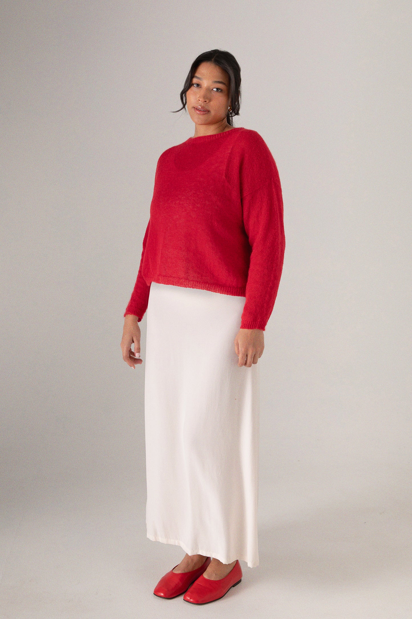 Francie Feather Knit - Cherry