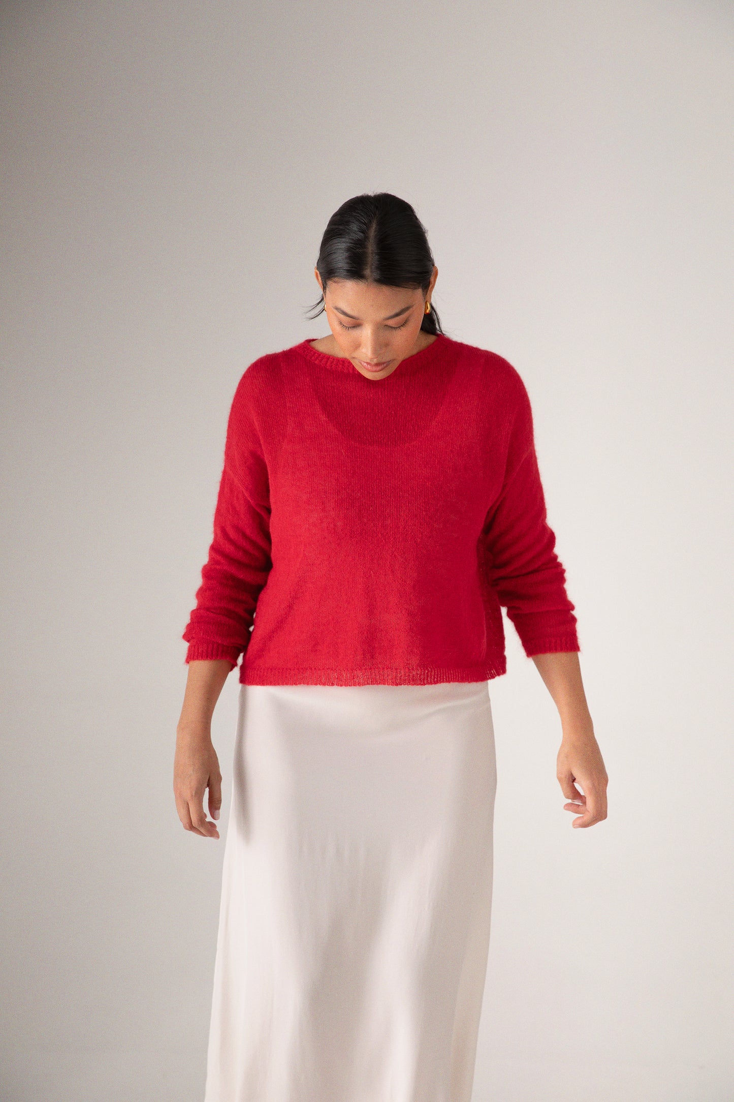 Francie Feather Knit - Cherry