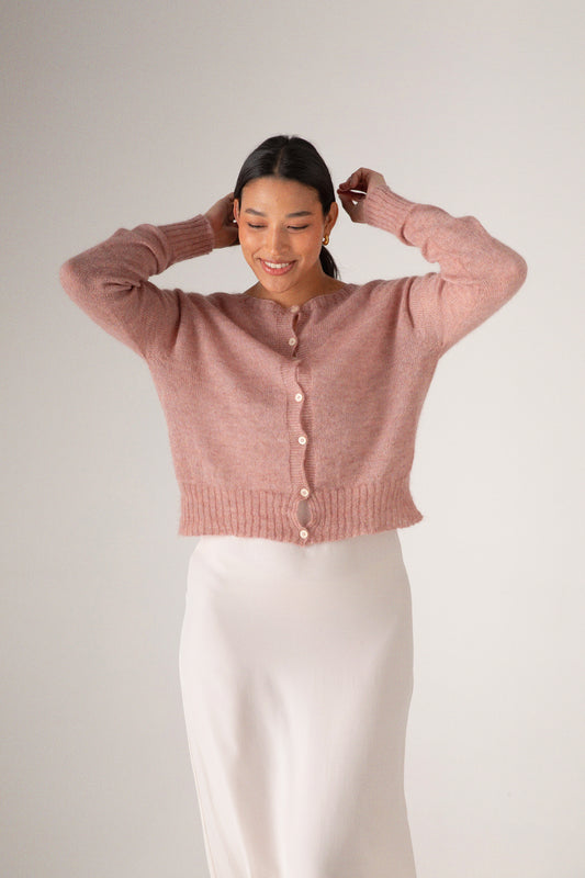 Francie Fleur Cardigan - Dusk Pink