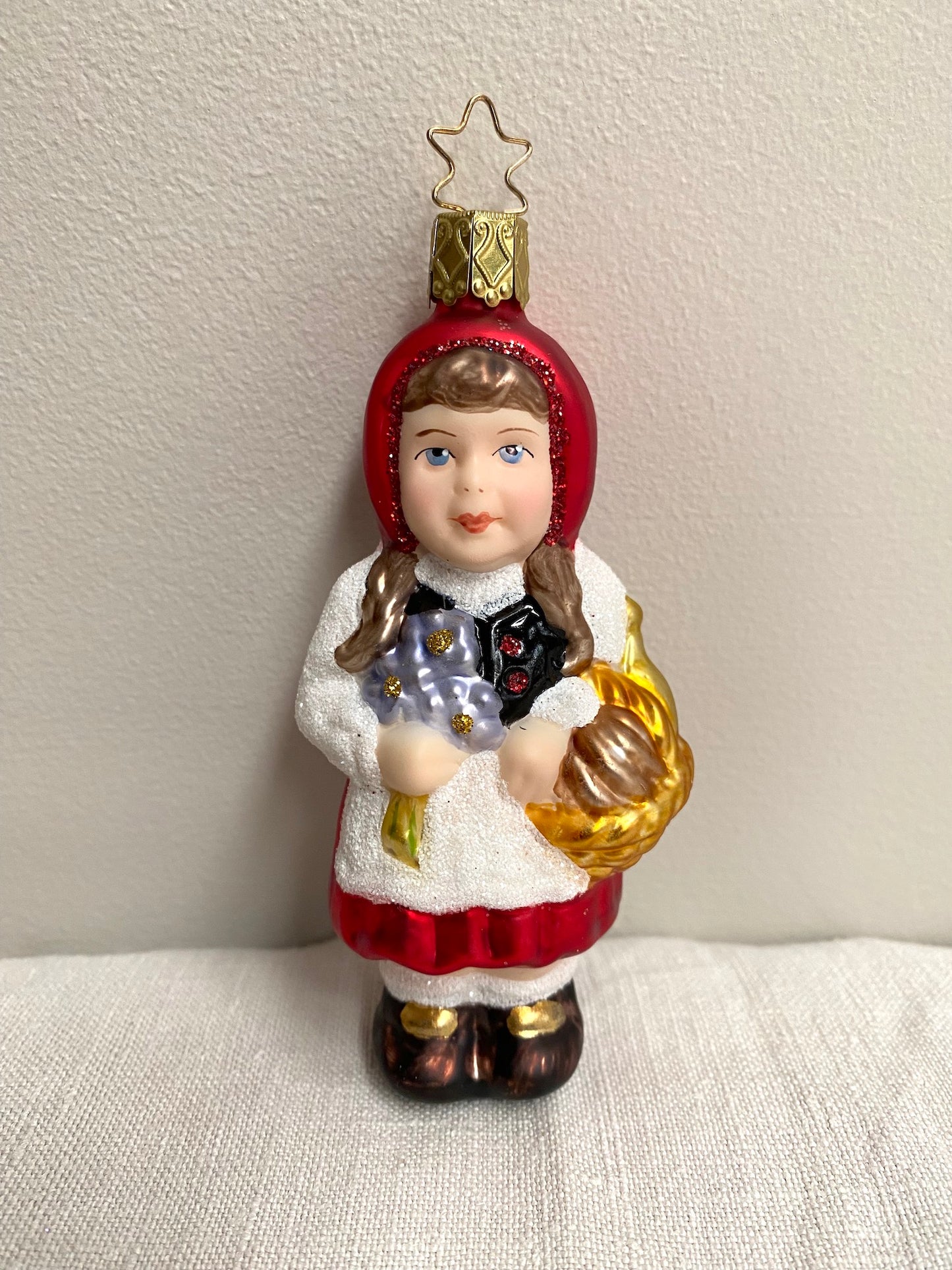 German Glass Christmas Ornaments - Pinocchio or Red Riding Hood