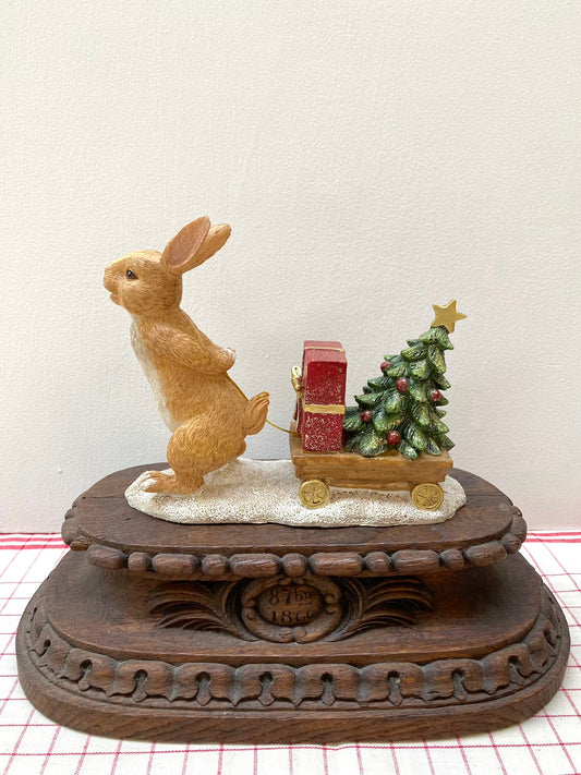 Rabbit Pulling Sled with Gift & Tree - Woodland Christmas