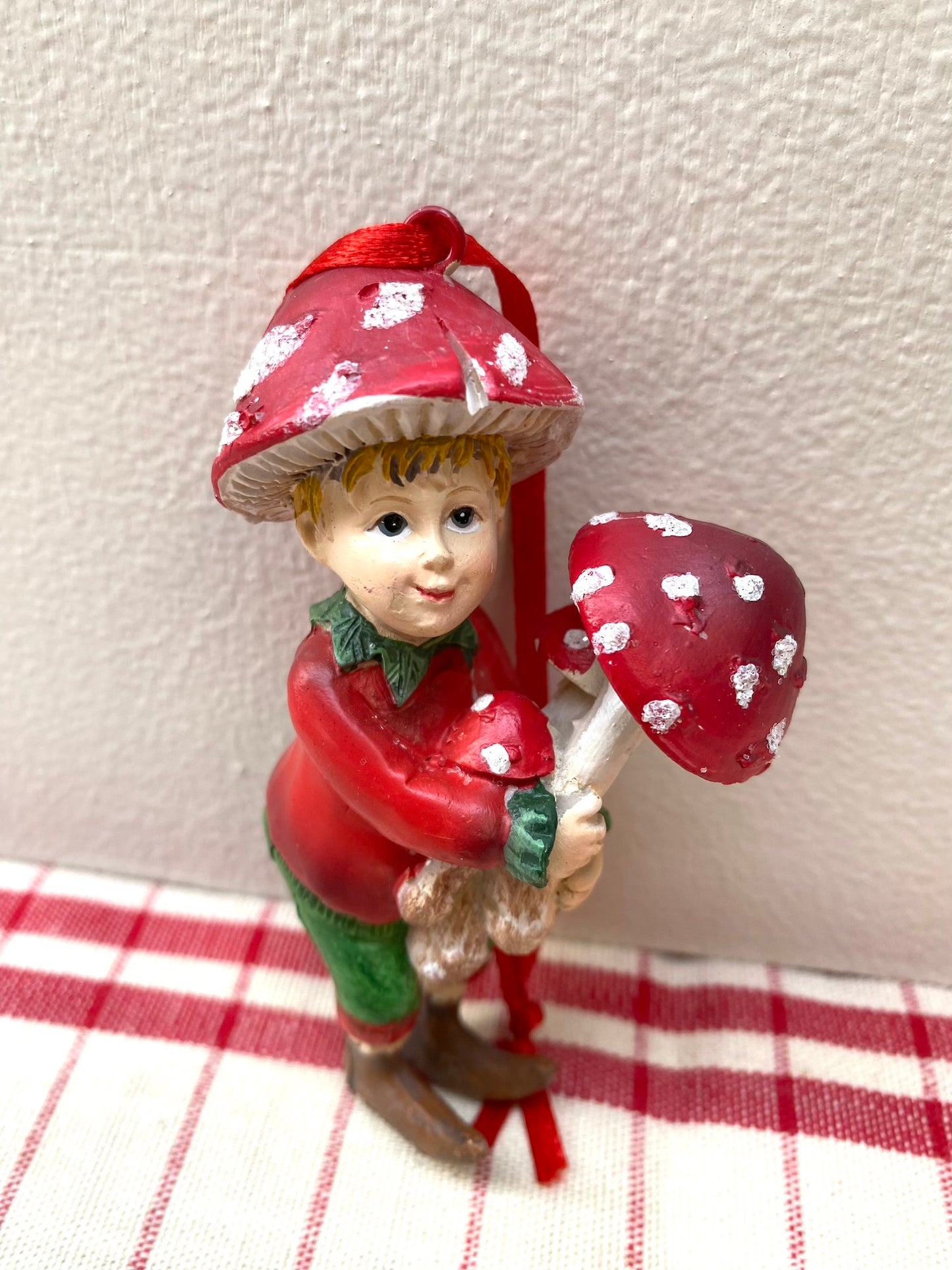 Mushroom Elves - Set of 3 Hanging Ornaments - Woodland Christmas