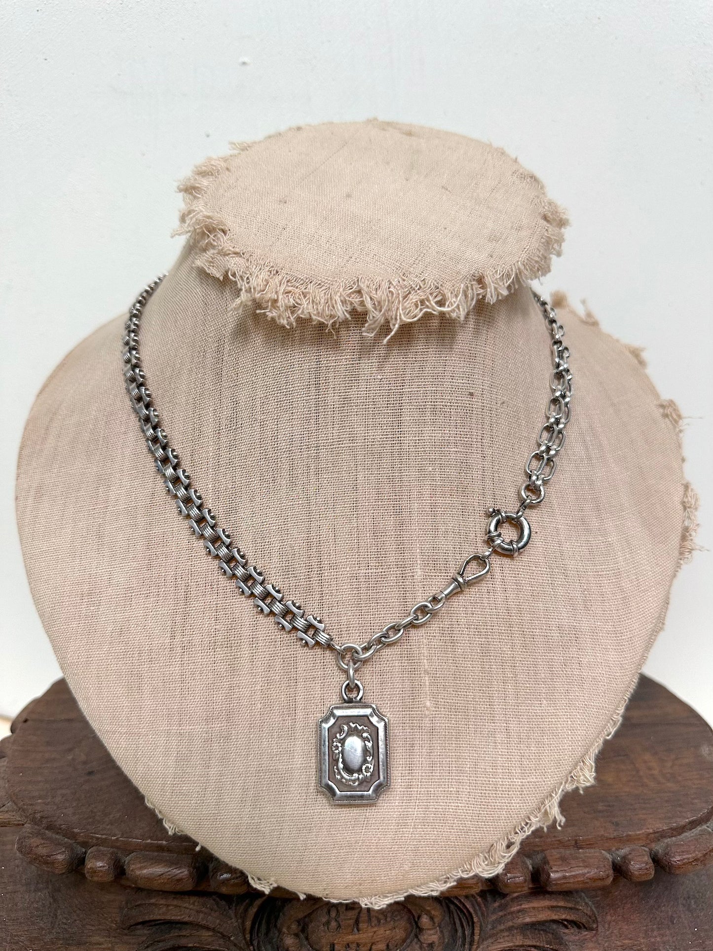 Antique French Silver Watch Chain Necklace