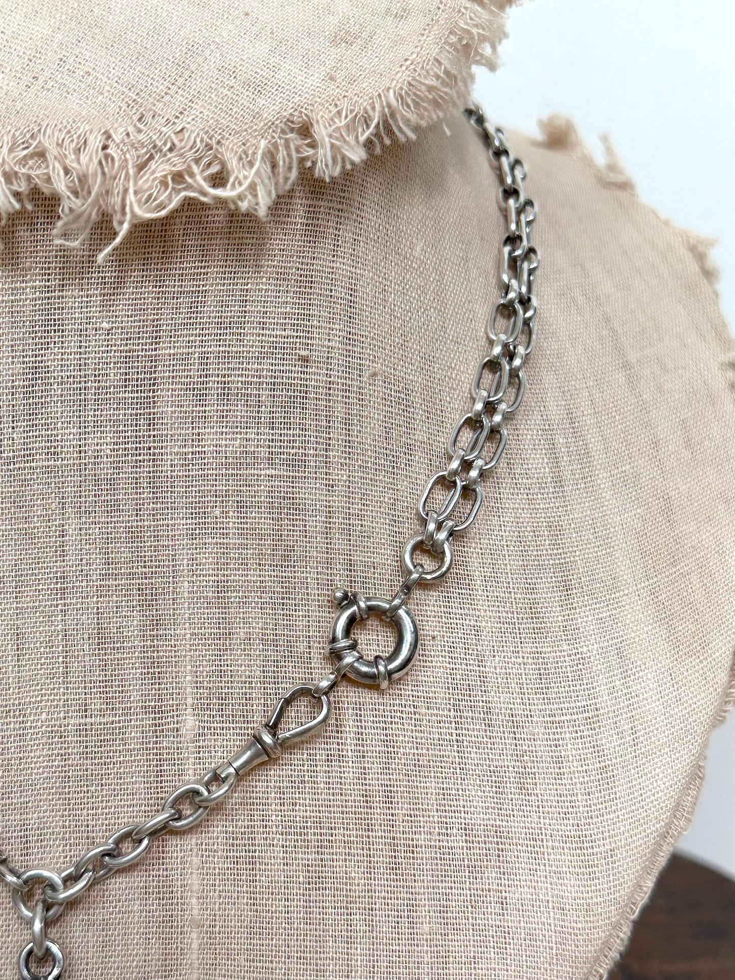 Antique French Silver Watch Chain Necklace