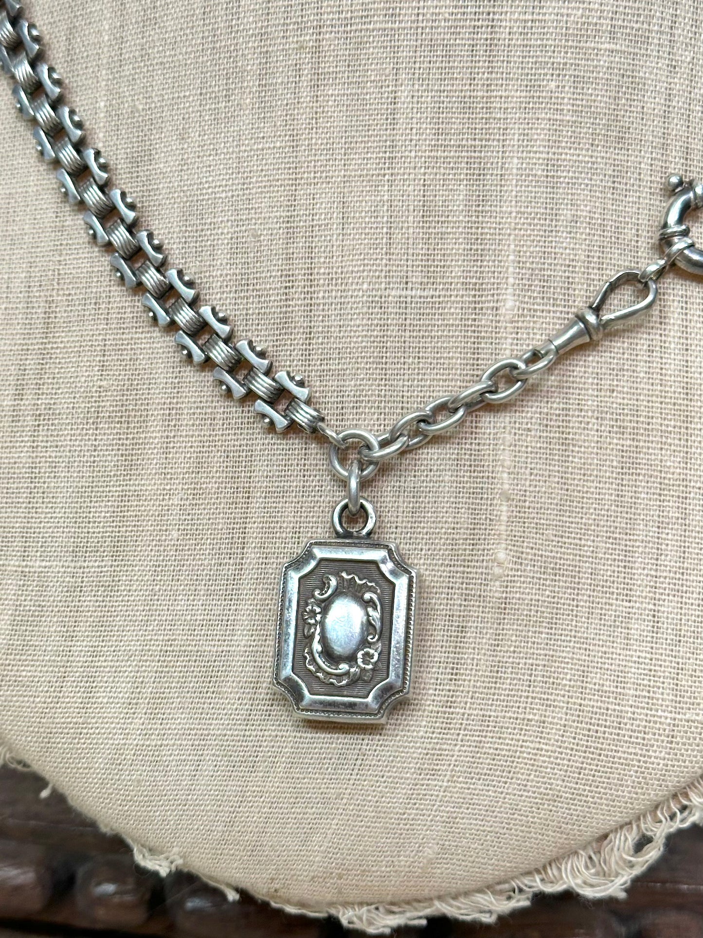 Antique French Silver Watch Chain Necklace