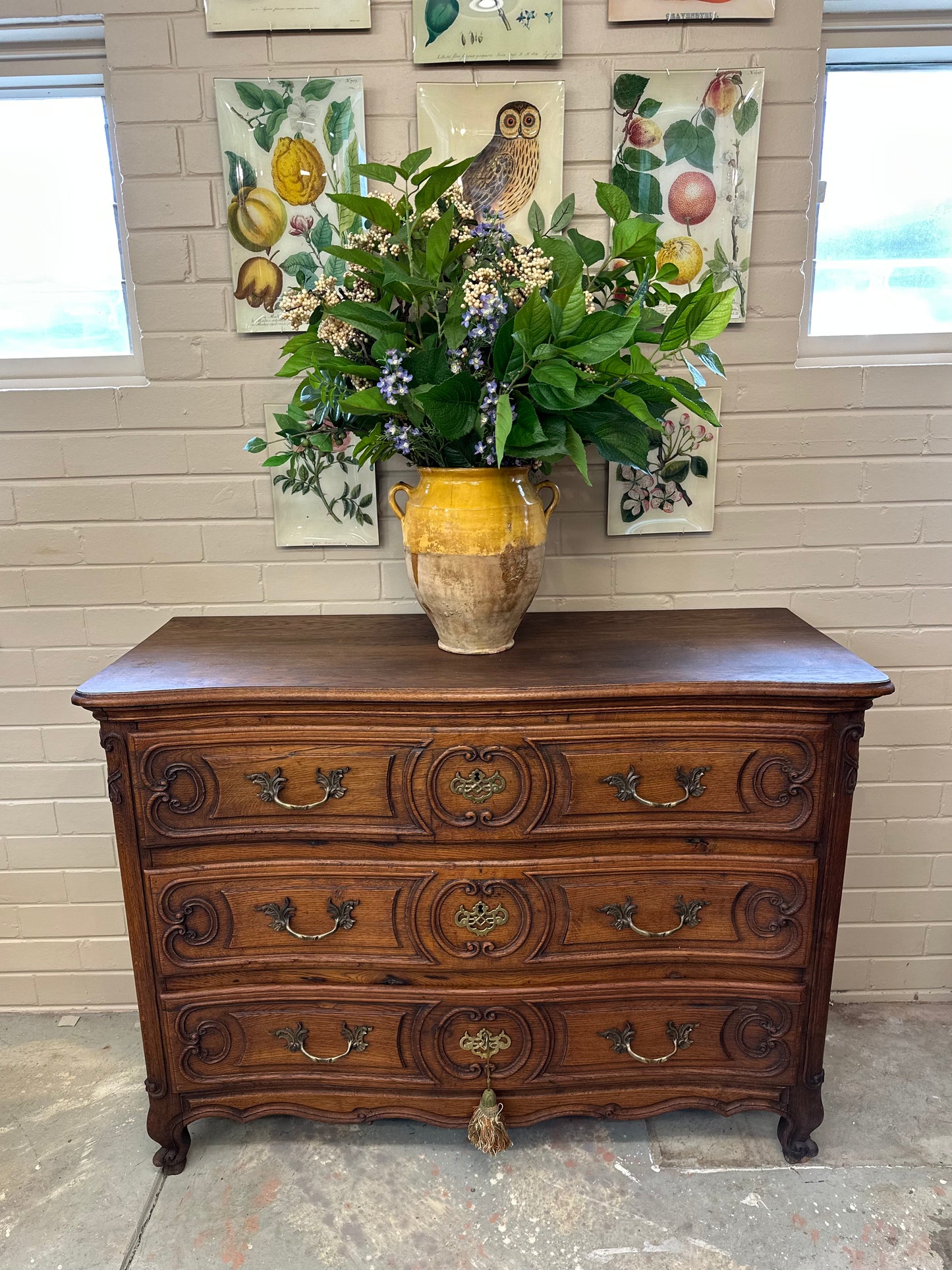 Antique French Oak 3 Drawer Commode