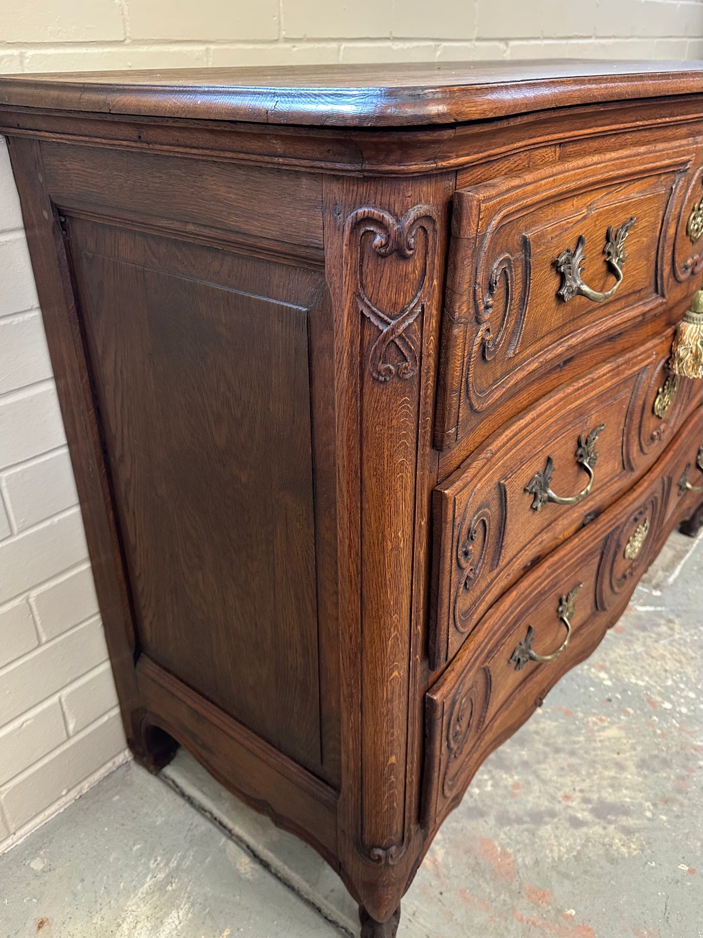 Antique French Oak 3 Drawer Commode