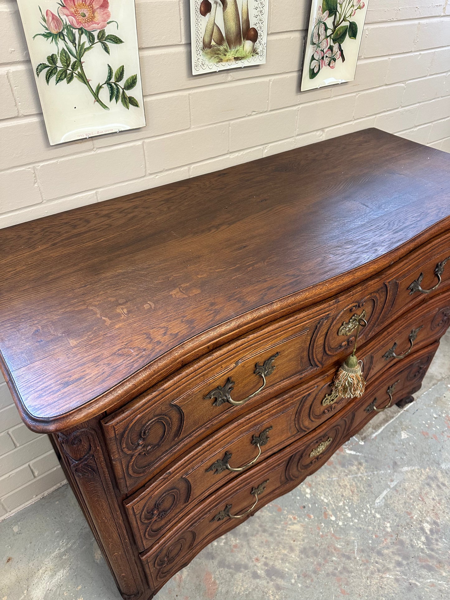 Antique French Oak 3 Drawer Commode