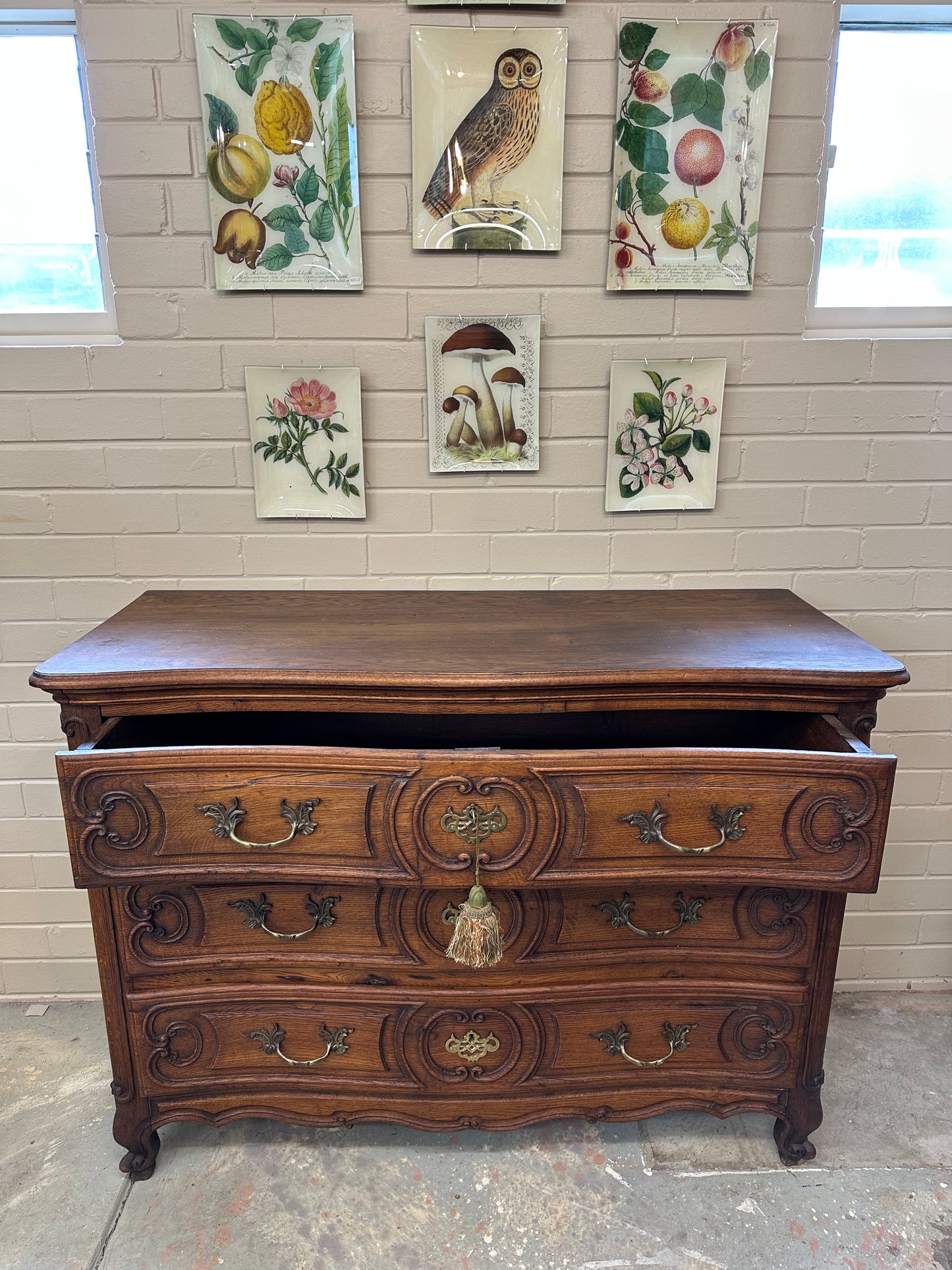 Antique French Oak 3 Drawer Commode