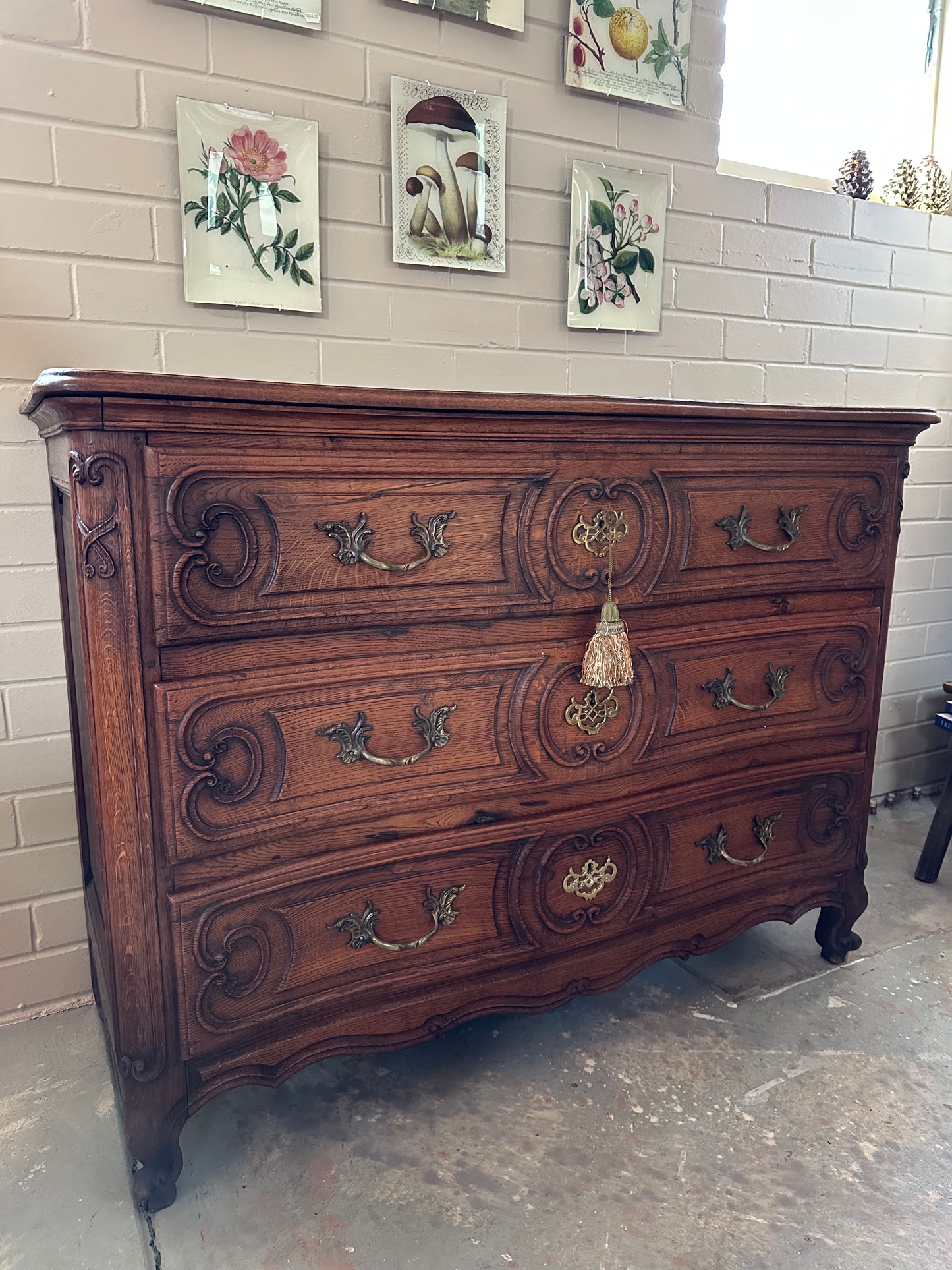 Antique French Oak 3 Drawer Commode