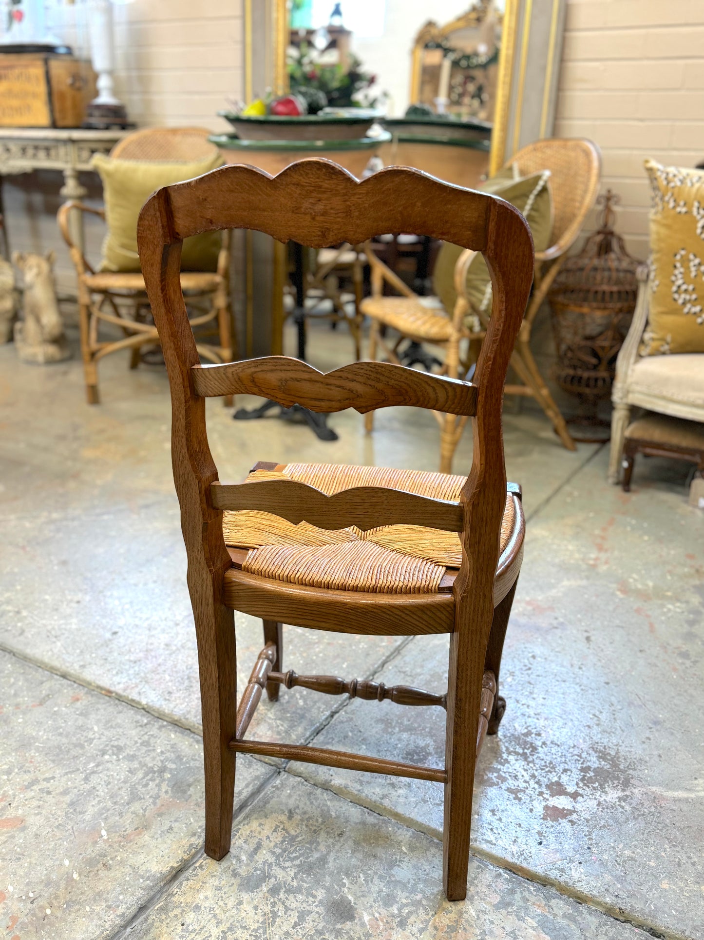 Set of 6 Antique French Oak Dining Chairs