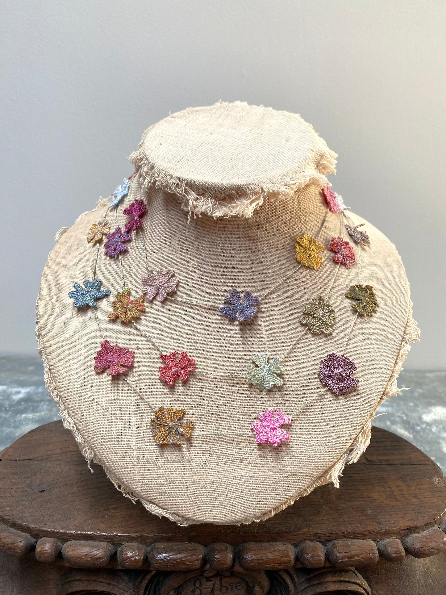 Sophie Digard Springtime Multi Flower Linen Necklace