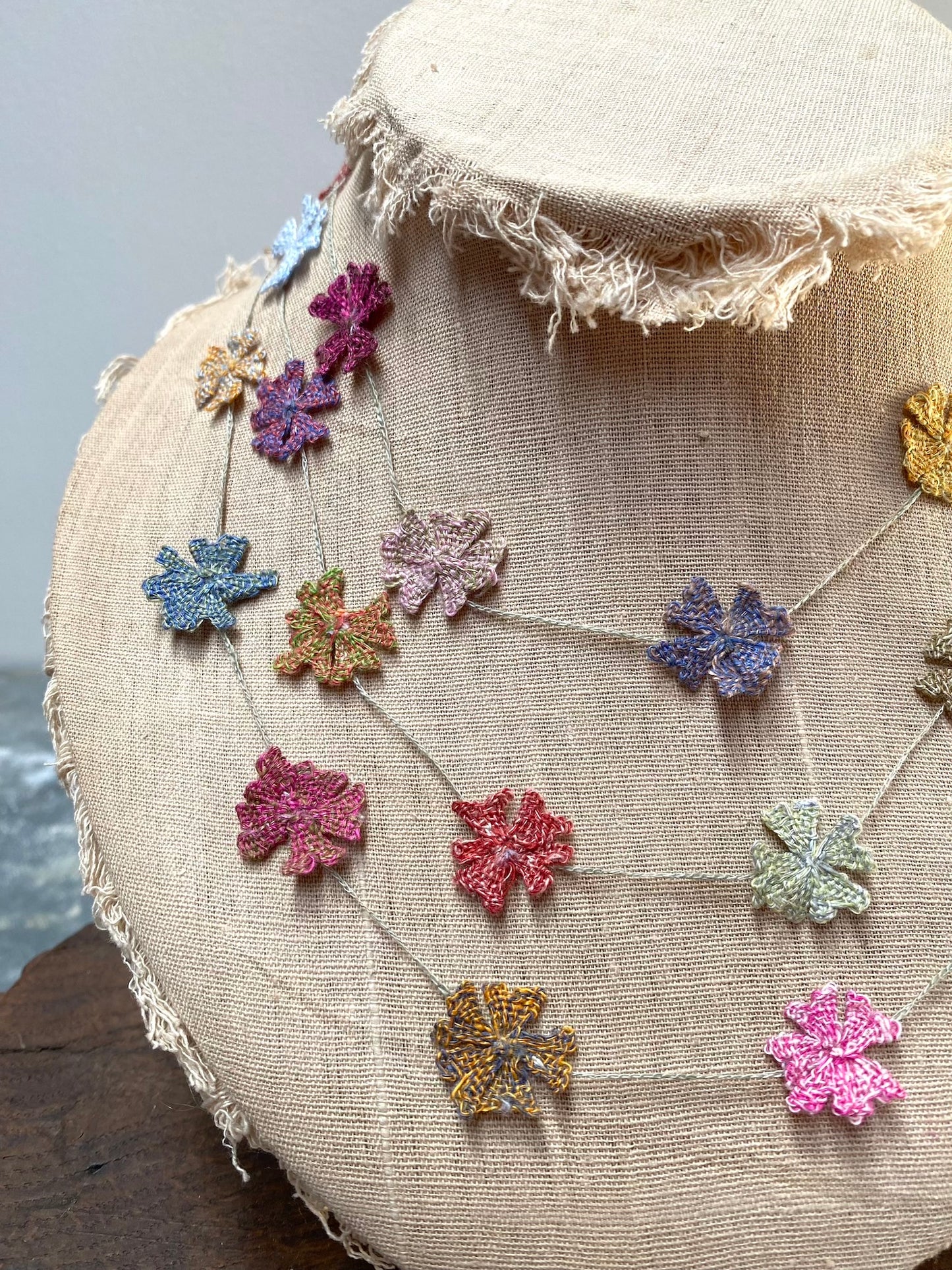 Sophie Digard Springtime Multi Flower Linen Necklace