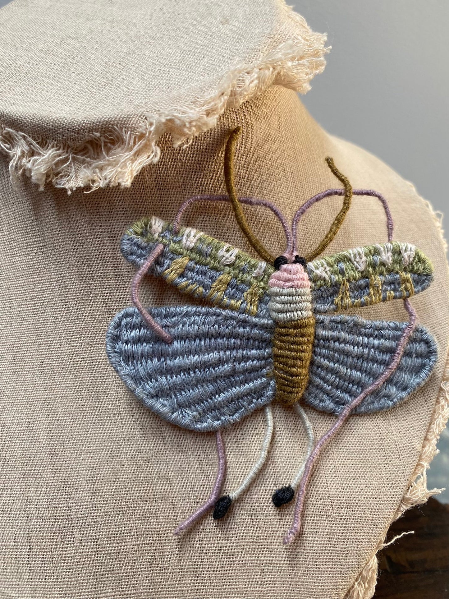 Sophie Digard 'Blue Butterfly' Linen Brooch