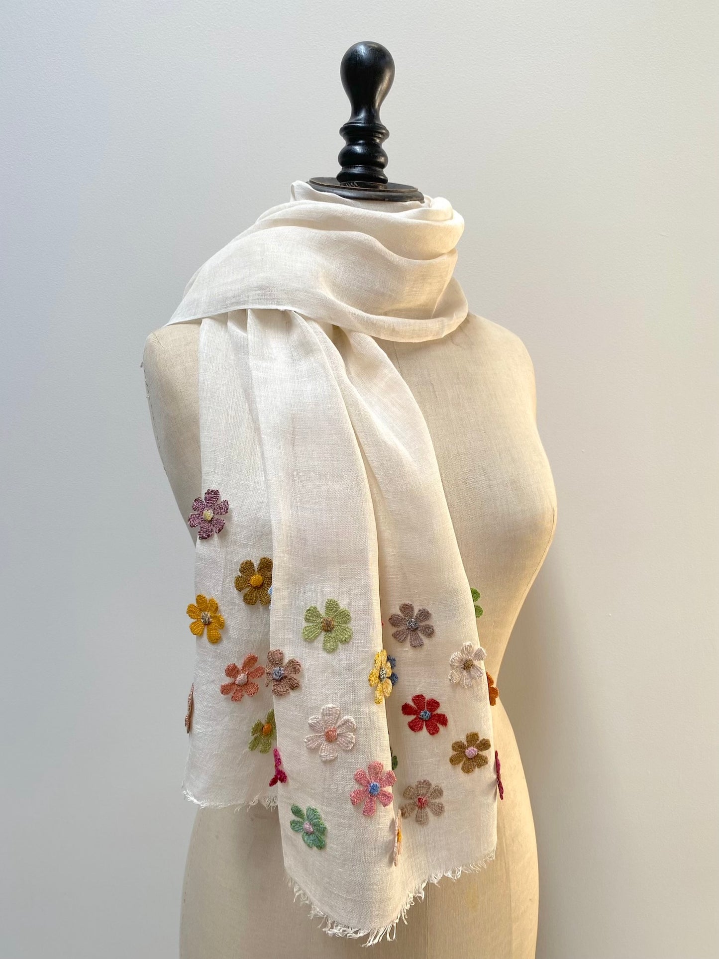 Sophie Digard Springtime Flowers Linen Scarf/Shawl