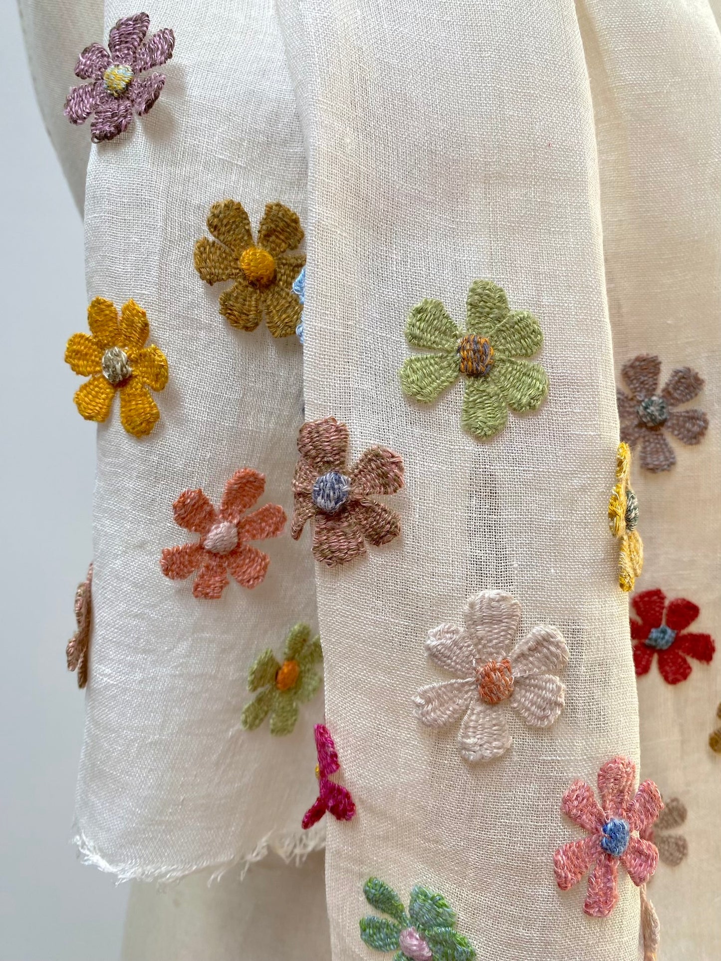 Sophie Digard Springtime Flowers Linen Scarf/Shawl