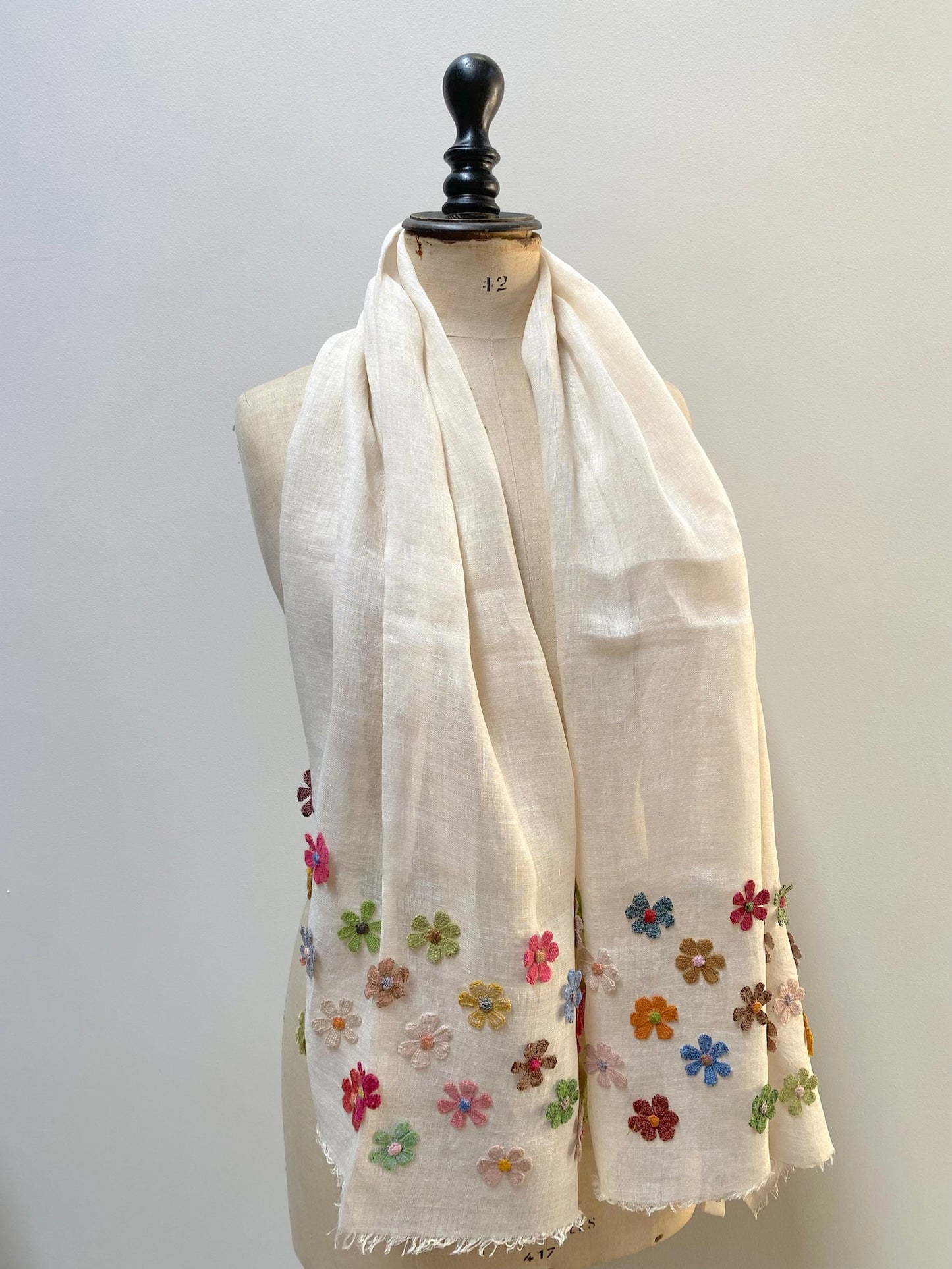 Sophie Digard Springtime Flowers Linen Scarf/Shawl