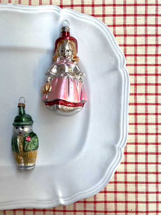 Girl & Boy - Pair of Nostalgic German Christmas Ornaments