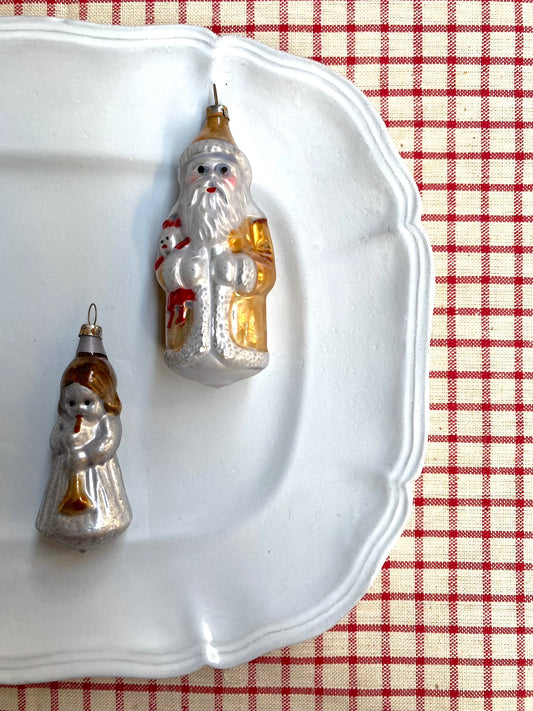 Gold Santa & Angel - Pair of Nostalgic German Christmas Ornaments