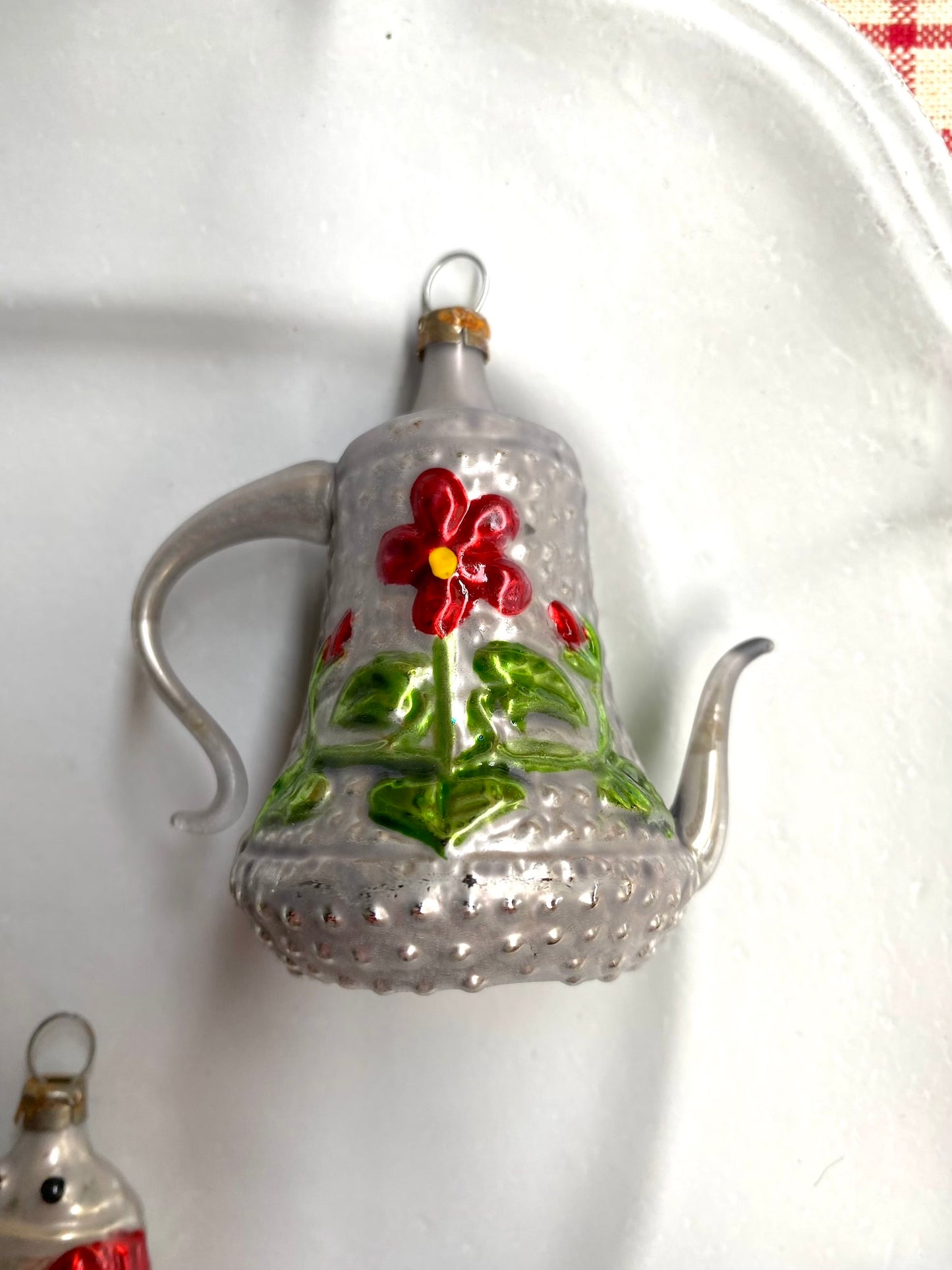 Teapot & Ladybug - Pair of Nostalgic German Christmas Ornaments