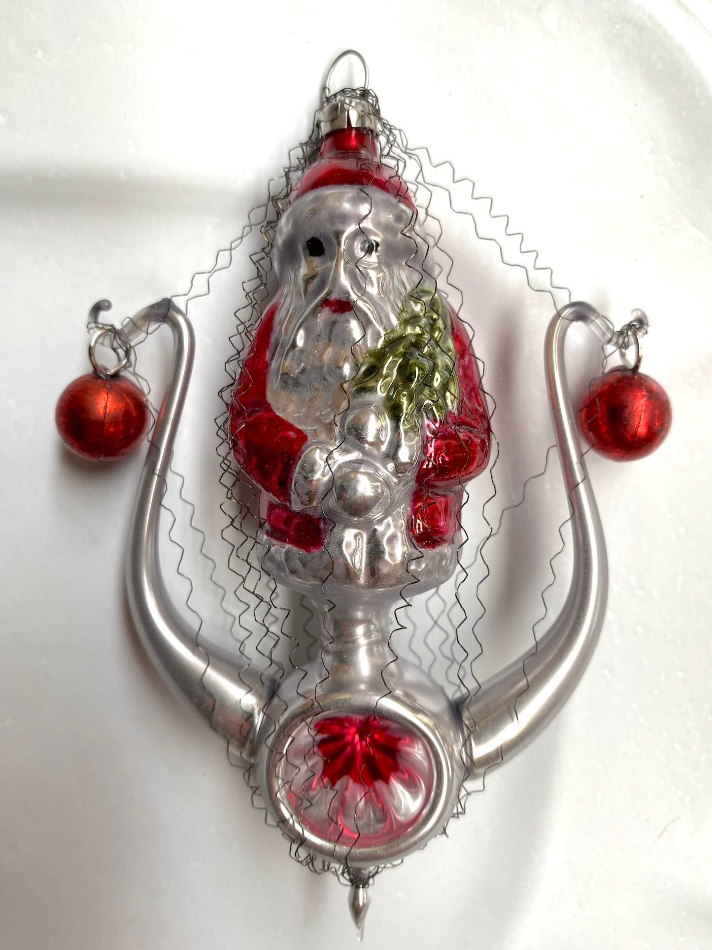 Santa on Silver Harp - Nostalgic German Christmas Ornament