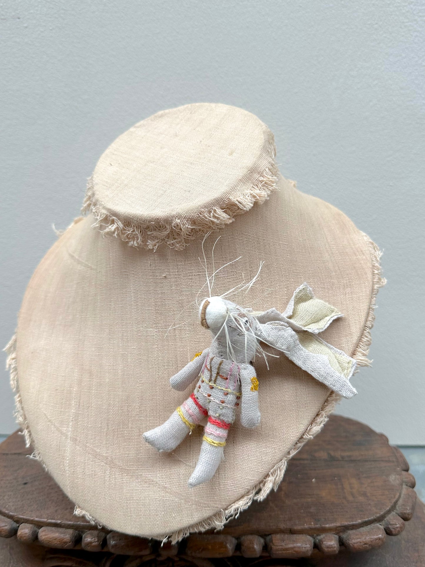 Sophie Digard Linen Bunny Brooch