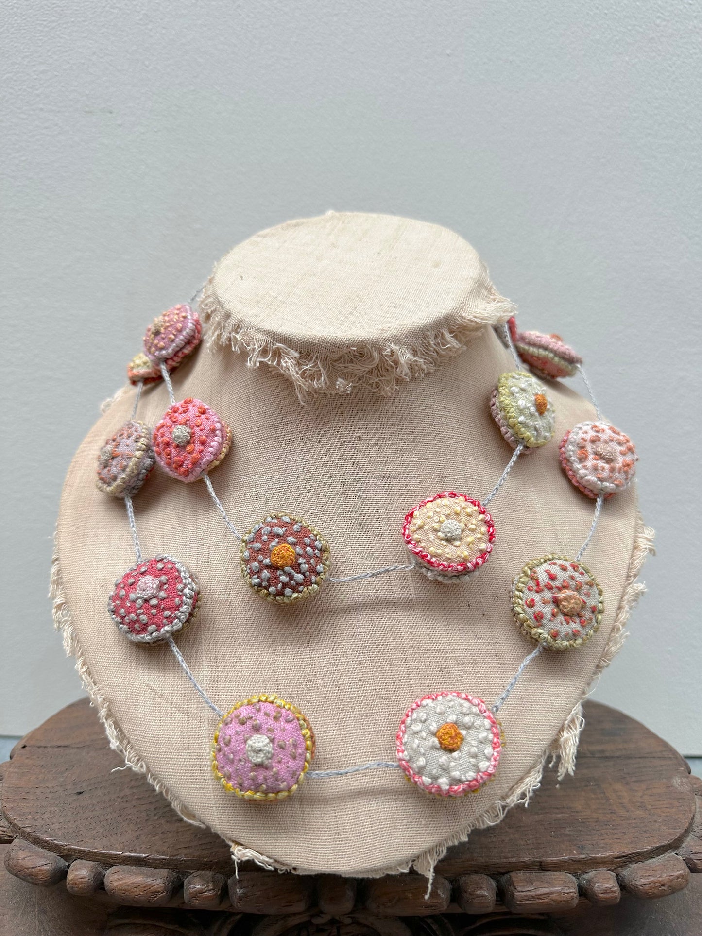 Sophie Digard Round Multi Pastel Long Linen Necklace